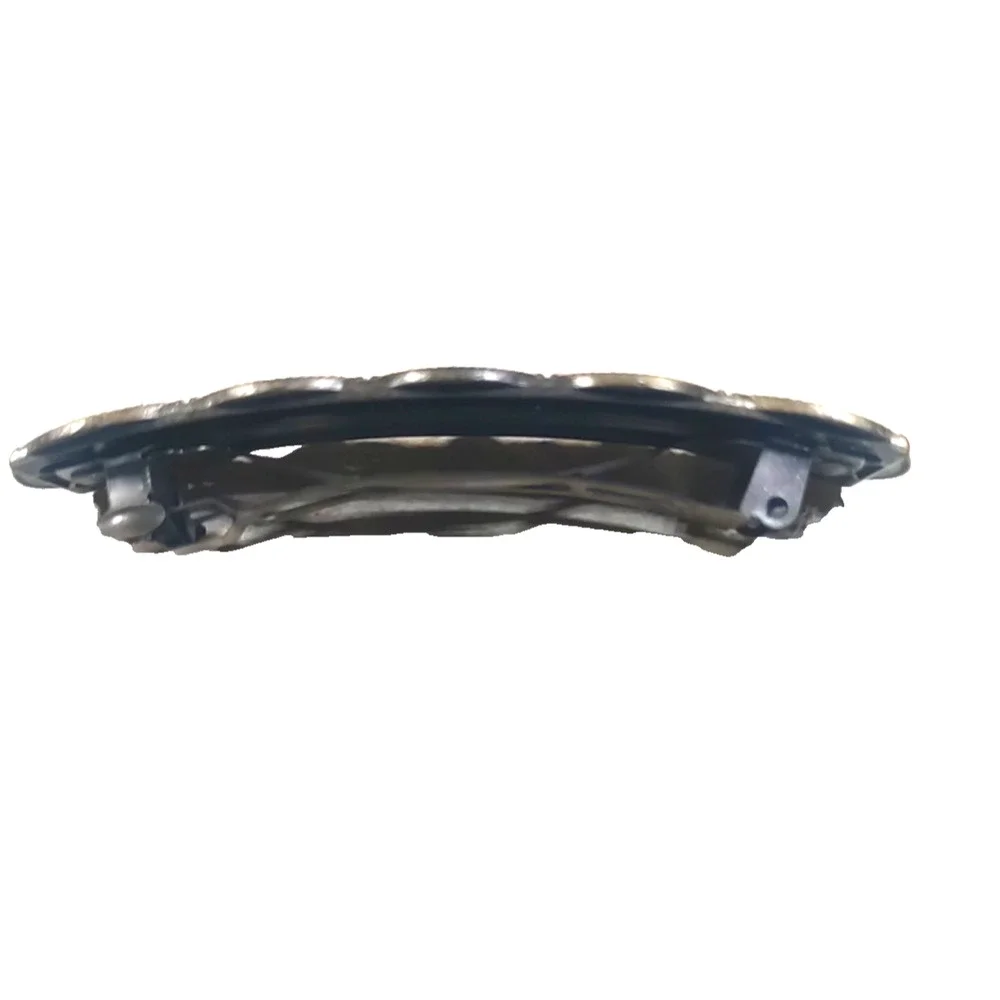 Gun Metal Black Rhinestone Hair Barrette Tension Clip Geometric Shape Circles...
